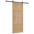 vidaXL Posuvné dvere 86 x 211 cm Borovicový masív Prírodná a čierna