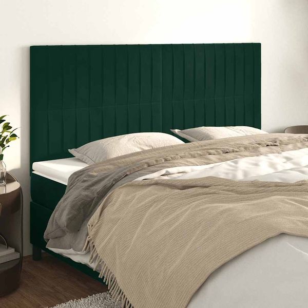 vidaXL Čelo postele tmavozelené 200x5x118/128 cm zamatové