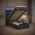 vidaXL Ottoman posteľ s matracom a LED Tmavosivá 90 x 190 cm Zamat