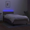 vidaXL Posteľ boxsping s matracom a LED sivohnedá 100x200 cm látka