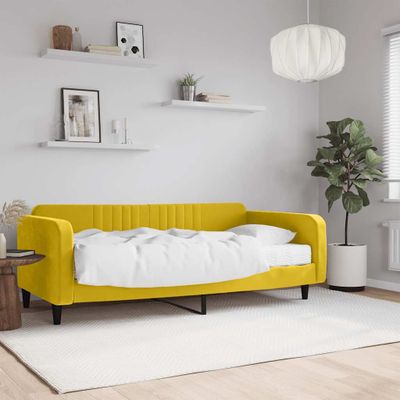 vidaXL Denná posteľ s matracom žltá 100x200 cm zamat