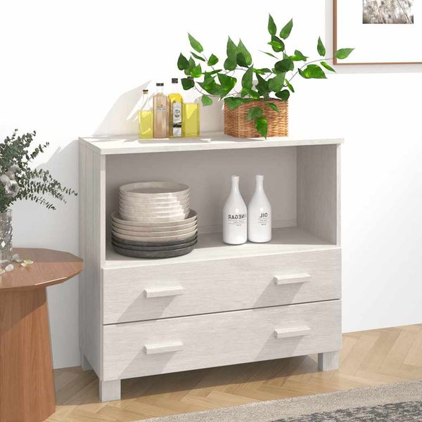 vidaXL Komoda HAMAR, biela 85x35x80 cm, borovicový masív