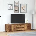 vidaXL TV skrinka s LED svetlami staré drevo 193,5x41x50 cm