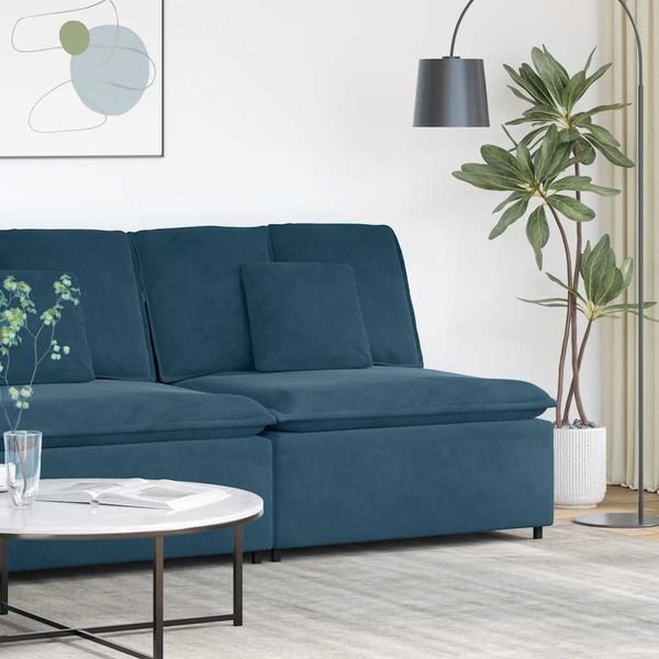 vidaXL Modulová stredová pohovka s vankúšmi modrá 100 cm