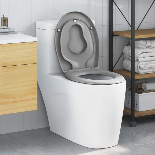 vidaXL WC sedadlo Sivá 47 x 37 x 4 cm Duroplast