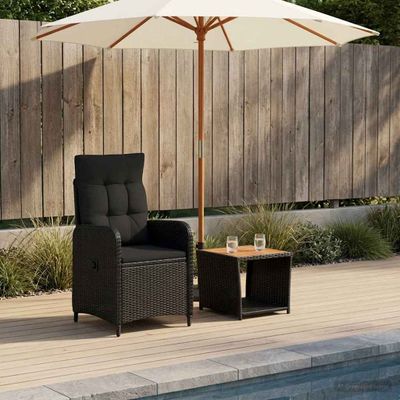 vidaXL Záhradný lounge set 2 ks Čierna