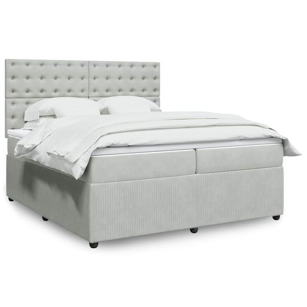 vidaXL Posteľný rám boxsping s matracom bledosivý 200x200 cm zamat