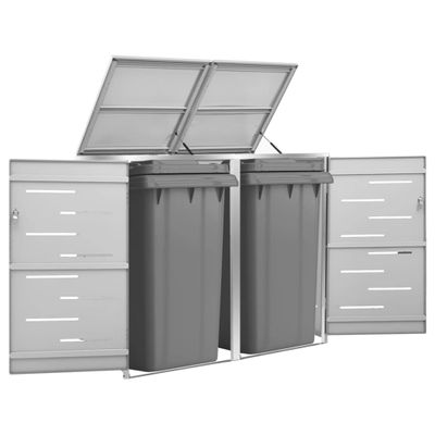 vidaXL Ohrada na 2 odpadkové koše 138x77,5x112,5 cm nehrdzavejúca oceľ