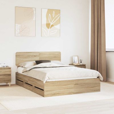 vidaXL Rám postele Sonoma dub 150 x 200 cm Konštruované drevo