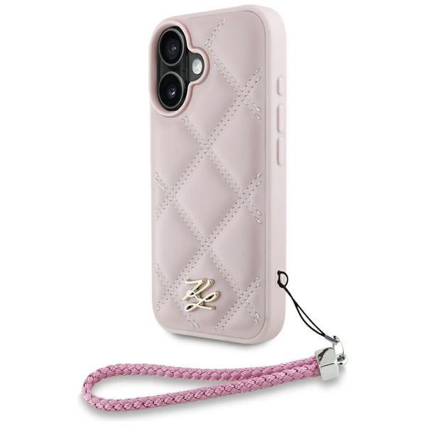 Puzdro Karl Lagerfeld HC Quilted PU Initial Logo & Chain Strap pre iPhone 16 ružové