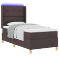 vidaXL Posteľ s pružinovým rámom s LED pásikmi Hnedá 90 x 200 cm látka
