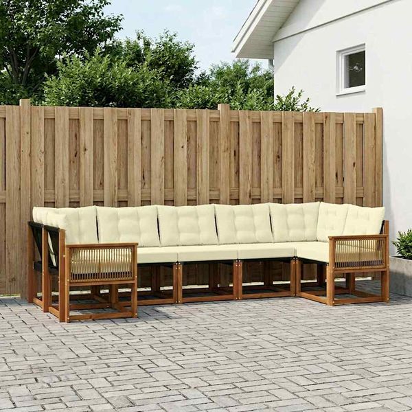 vidaXL Záhradná súprava gaučov 7 pcs Prírodná a krémová