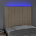 vidaXL Čelo postele s LED krémové 80x5x118/128 cm látka