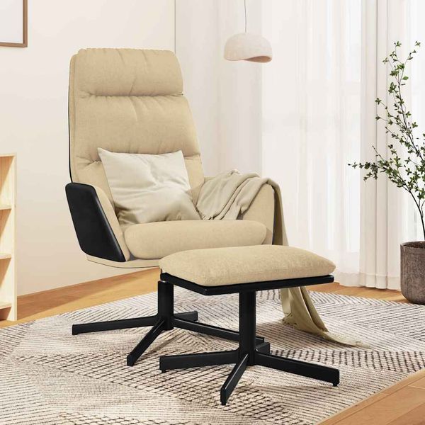 vidaXL Relaxačné kreslo s podnožkou krémové látka