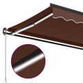 vidaXL Ručne zaťahovacia markíza s LED hnedá 350x250 cm