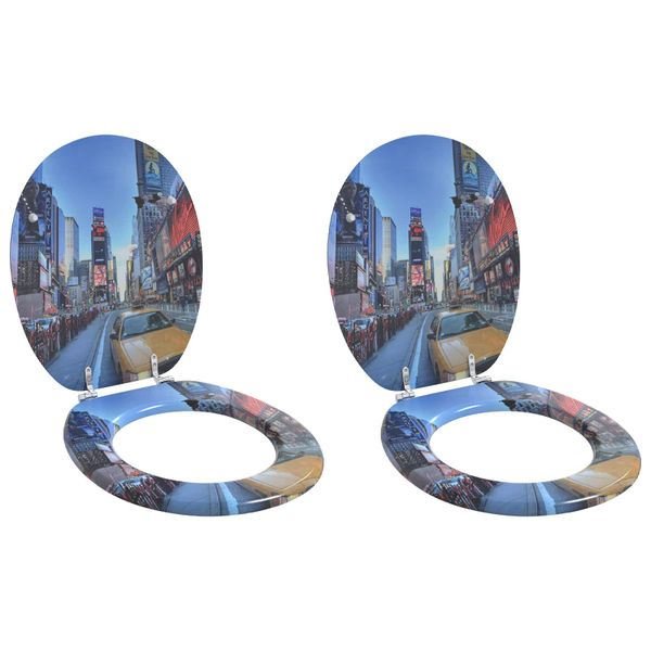 vidaXL Sedenie na toaletu s tichým zatváraním 2 pcs Biely 44 x 38 cm