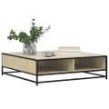 vidaXL Konferenčný stolík sonoma 100x100x30 cm kompozitné drevo a kov