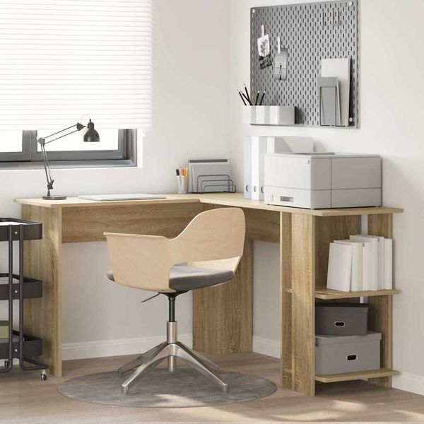 vidaXL Rohový stôl Sonoma dub 140 x 113,5 x 75 cm Kompozitné drevo