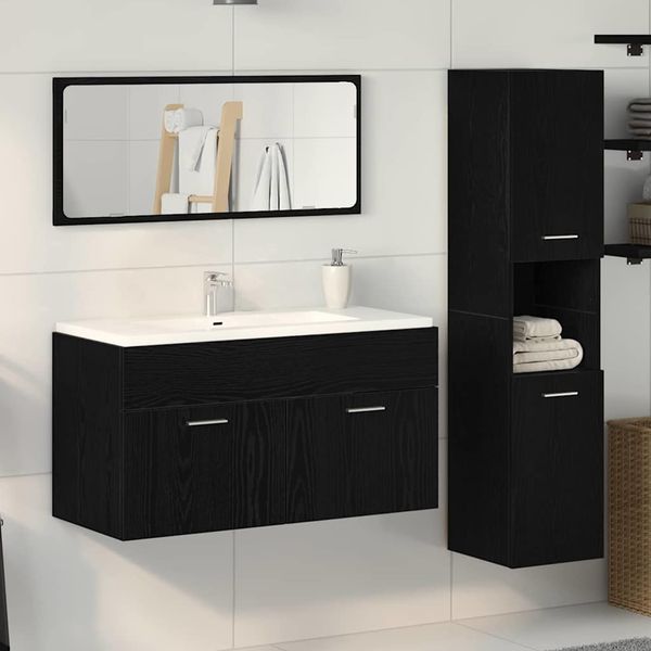 vidaXL Sada kúpeľňového nábytku 3 pcs Čierny dub Kompozitné drevo