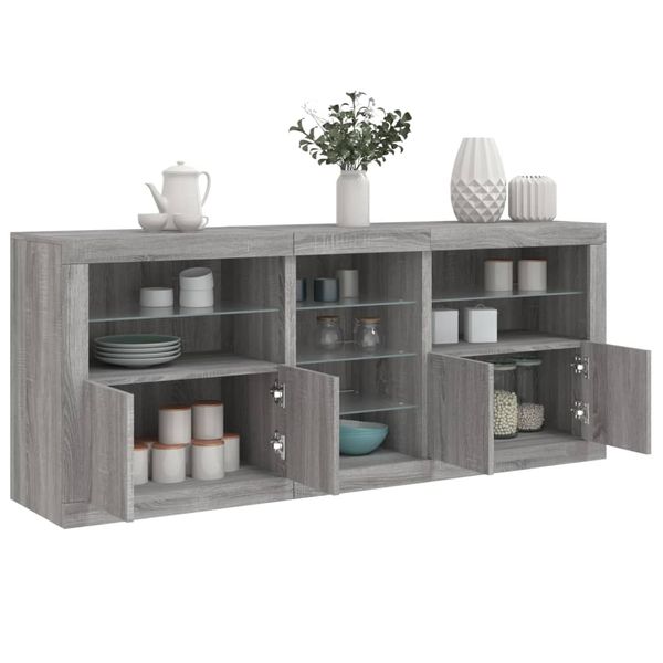 vidaXL Komoda s LED svetlami sivá sonoma 162x37x67 cm