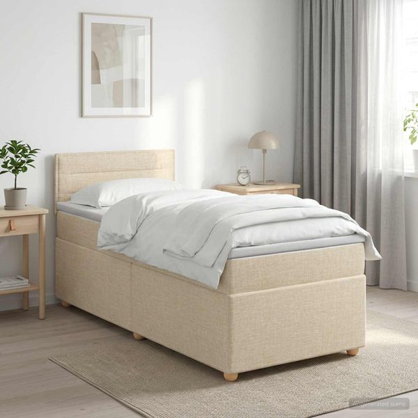 vidaXL Posteľ boxspring s matracom Krémová 100 x 200 cm Látka