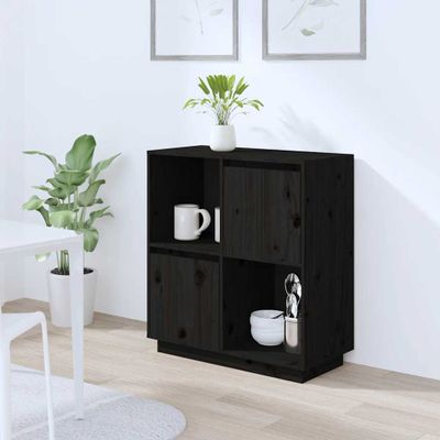 vidaXL Komoda čierna 74x35x80 cm borovicový masív