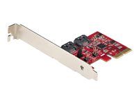 Startech SATA PCIe Card, 2 Port PCIe SATA Expansion card, 6Gbps SATA Card, Full/Low Profile, PCI Express to SATA Adapter, ASM1062R SATA RAID Controller Card - PCIe to SATA Converter - Radič úložiska - SATA 6Gb/s - nízky profil - RAID 0, 1, JBOD - PCIe 2.0 x2 - červená