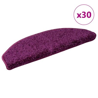 vidaXL Schodové rohože 30 ks 65x21x4 cm fialové polkruhové veľké