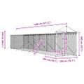 vidaXL Vonkajší koterec pre psov so strechou striebor. 2x14x2,5m oceľ