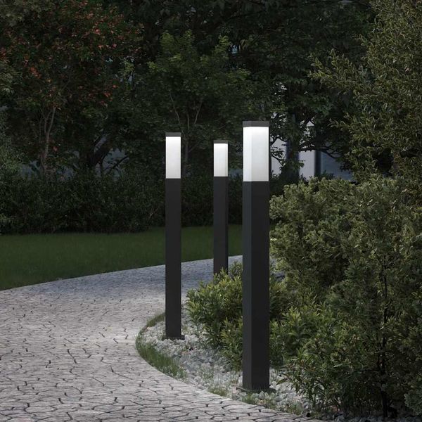 vidaXL Stĺpikové svetlá 3 ks 80 cm čierne IP44