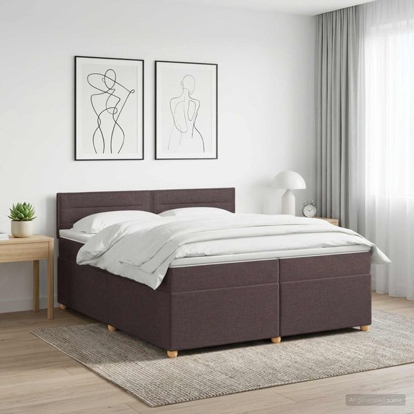 vidaXL Posteľ boxspring s matracom Tmavohnedá 200 x 200 cm Látka