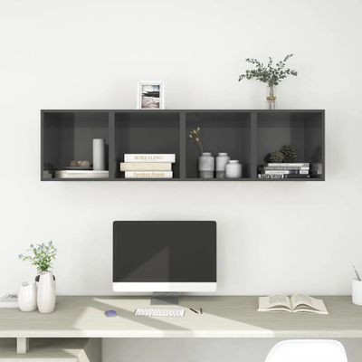 vidaXL Nástenné skrinky 4 ks, lesklé sivé 37x37x37cm, kompozitné drevo