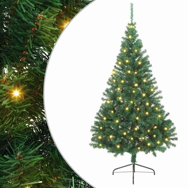 vidaXL Umelý predsvietený vianočný stromček Zelená 240 cm PVC