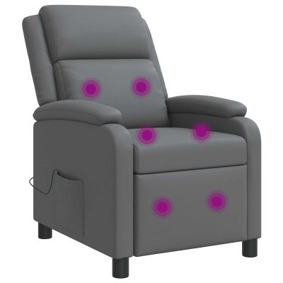 vidaXL Masážne relaxačné kreslo Sivá Umelá koža