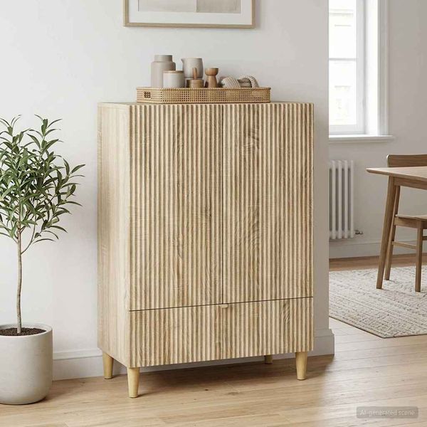 vidaXL Servírovacia skriňa so zásuvkou Dub sonoma 66 x 34,5 x 95 cm