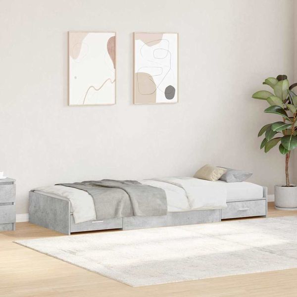 vidaXL Rám postele Betónová šedá 98.5 x 200 cm Kompozitné drevo