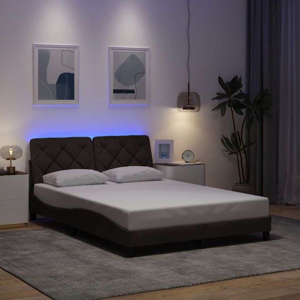 vidaXL Rám postele s LED bez matraca tmavohnedá 120x200 cm látka