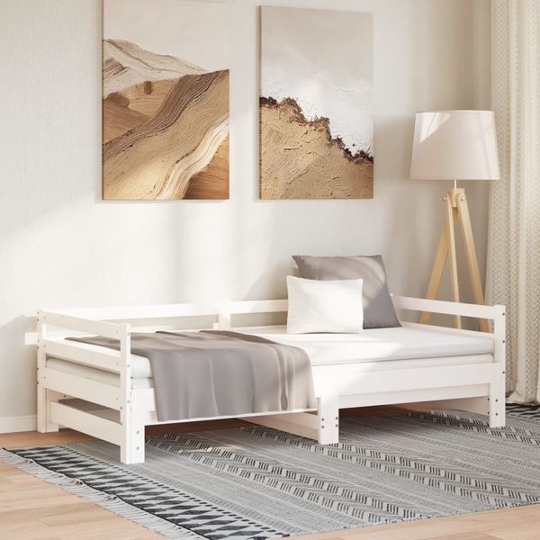 vidaXL Rozkladacia denná posteľ bez matraca, biela, 90x190 cm