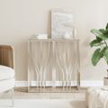 vidaXL Konzolový stolík strieborný 70x30x70 cm nehrdzavejúca oceľ sklo
