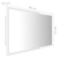 vidaXL LED kúpeľňové zrkadlo lesklé biele 90x8,5x37 cm akryl
