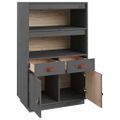 vidaXL Vysoká skrinka sivá 67x40x108,5 cm masívna borovica