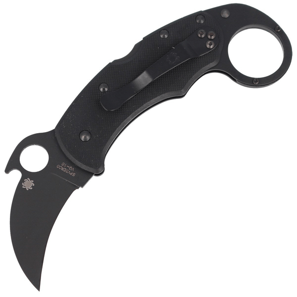 Spyderco C170GBBKP Karahawk vreckový nôž - karambit 6 cm, celočierna, G10