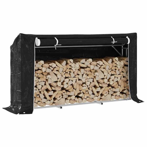 vidaXL Regál na krbové drevo s pláštenkou 200,5x41x110,5 cm