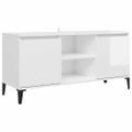 vidaXL TV stolík nohy z kovu lesklý biely 103,5x35x50 cm