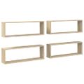 vidaXL Nástenné police 4 ks, dub sonoma 80x15x26,5cm, kompozitné drevo