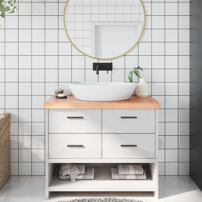 vidaXL Kúpeľňová doska bledohnedá 100x50x(2-6) cm ošetrený masív
