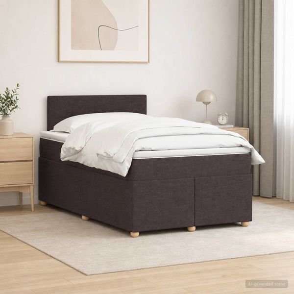 vidaXL Posteľ boxspring s matracom Tmavohnedá 120 x 200 cm Látka