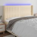 vidaXL Čelo postele s LED krémové 163x16x118/128 cm látka