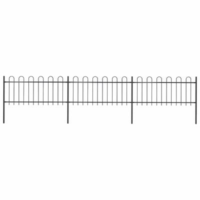 vidaXL Záhradný plot s oblúkom navrchu, oceľový 504x80 cm, čierny
