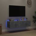 vidaXL TV nástenné skrinky s LED svetlami 2 ks betón. sivé 60x35x31 cm